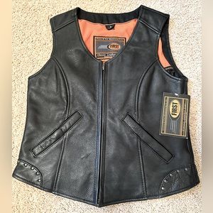 First - leather studded vest